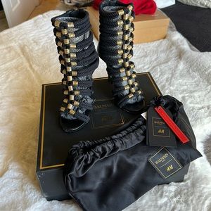 Balmain x H&M collaboration designer shoes size 5.5 black rope